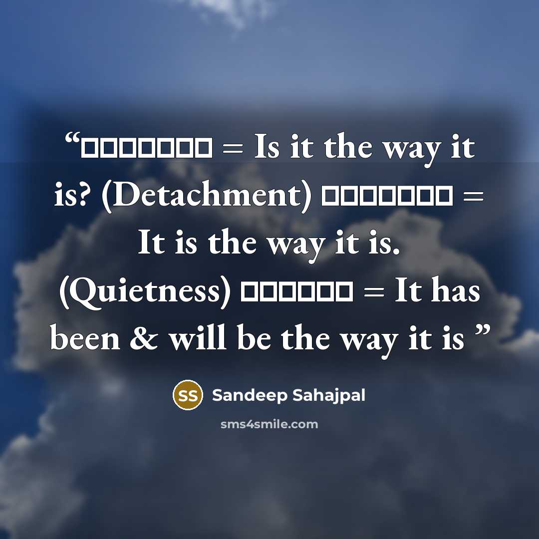 “विरक्ति = Is it the way it is? (Detachment) वैराग्य = It is the way it is. (Quietness) सन्यास = It has been & will be the way it is” quote by Sandeep Sahajpal
