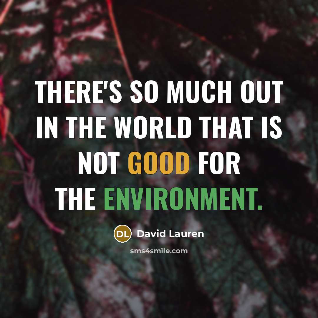 “There's so much out in the world that is not good for the environment.” quote by David Lauren