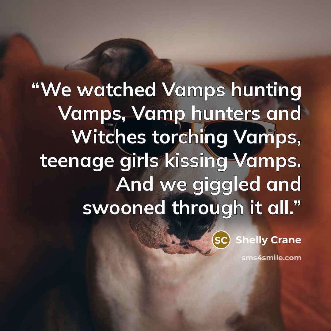 “We watched Vamps hunting Vamps, Vamp hunters and Witches torching Vamps, teenage girls kissing Vamps. And we giggled and swooned through it all.” quote by Shelly Crane