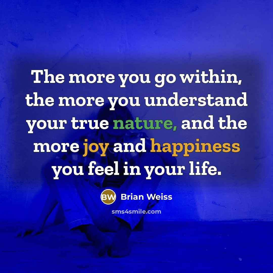 “The more you go within, the more you understand your true nature, and the more joy and happiness you feel in your life.” quote by Brian Weiss