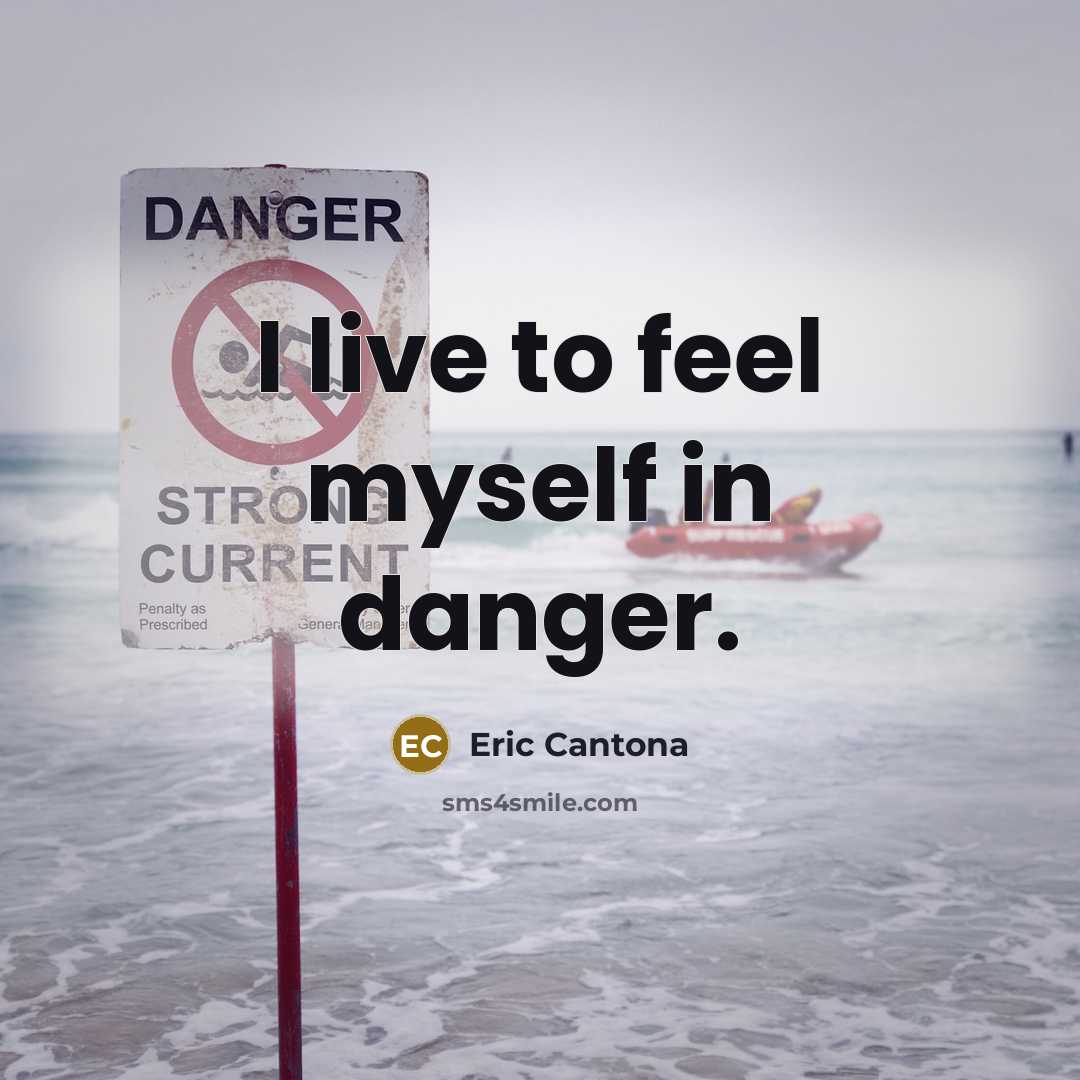 “I live to feel myself in danger.” quote by Eric Cantona