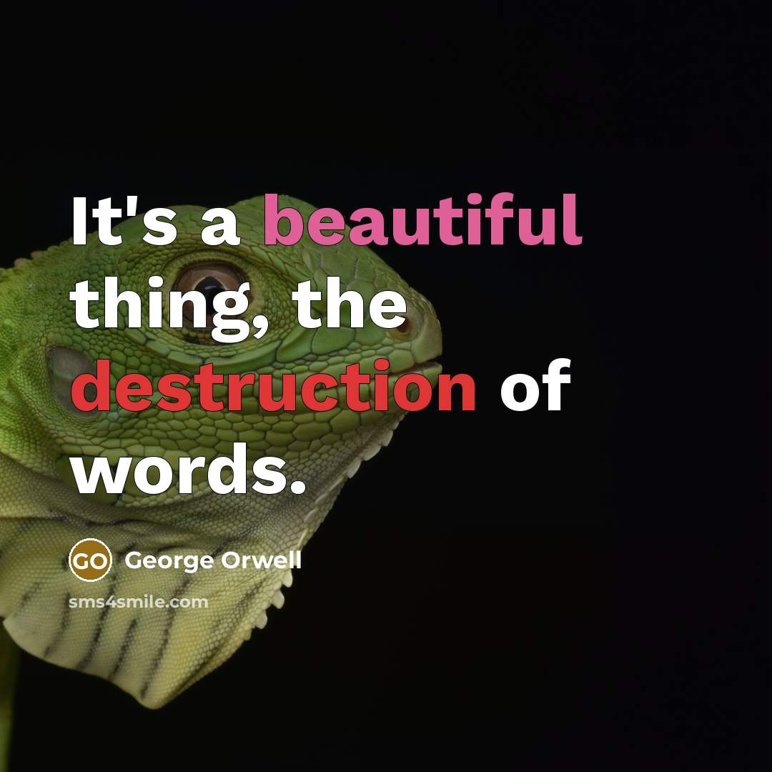 “It's a beautiful thing, the destruction of words.” quote by George Orwell