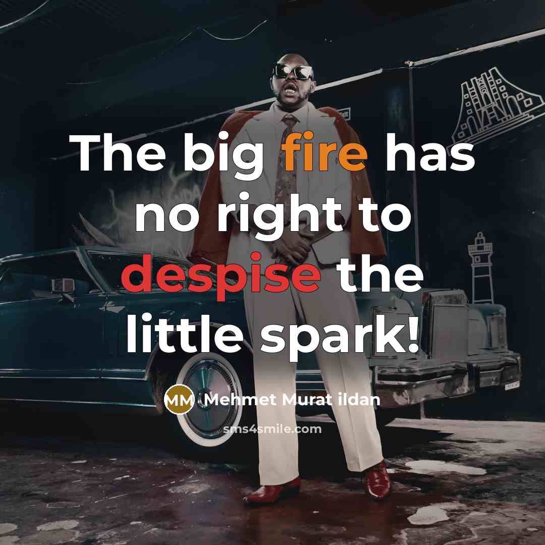“The big fire has no right to despise the little spark!” quote by Mehmet Murat Ildan