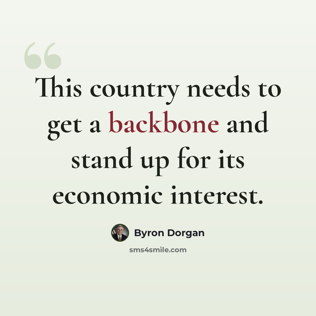 “This country needs to get a backbone and stand up for its economic interest.” quote by Byron Dorgan