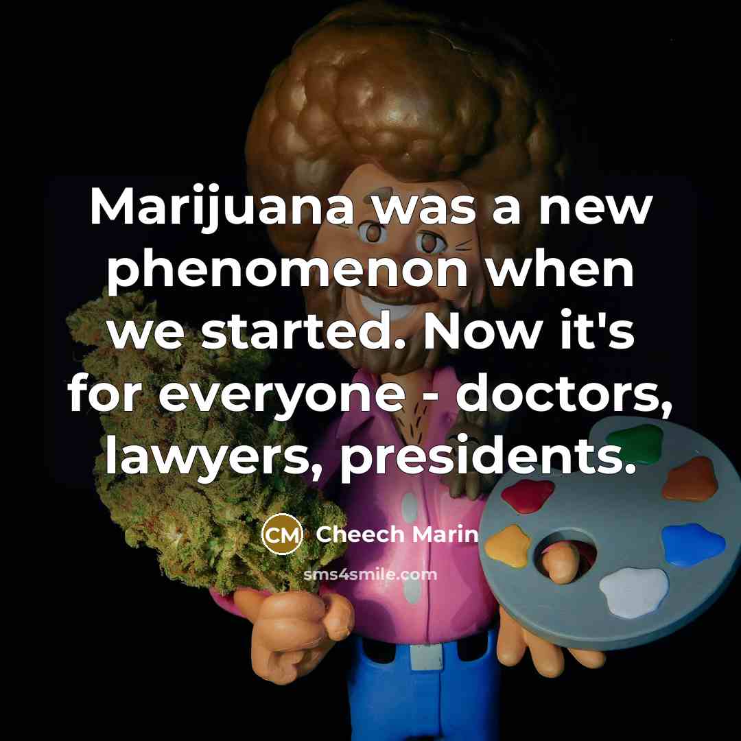 “Marijuana was a new phenomenon when we started. Now it's for everyone - doctors, lawyers, presidents.” quote by Cheech Marin
