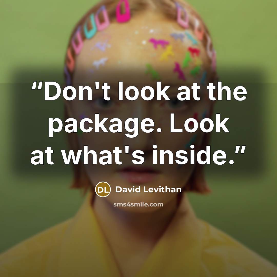 “Don't look at the package. Look at what's inside.” quote by David Levithan