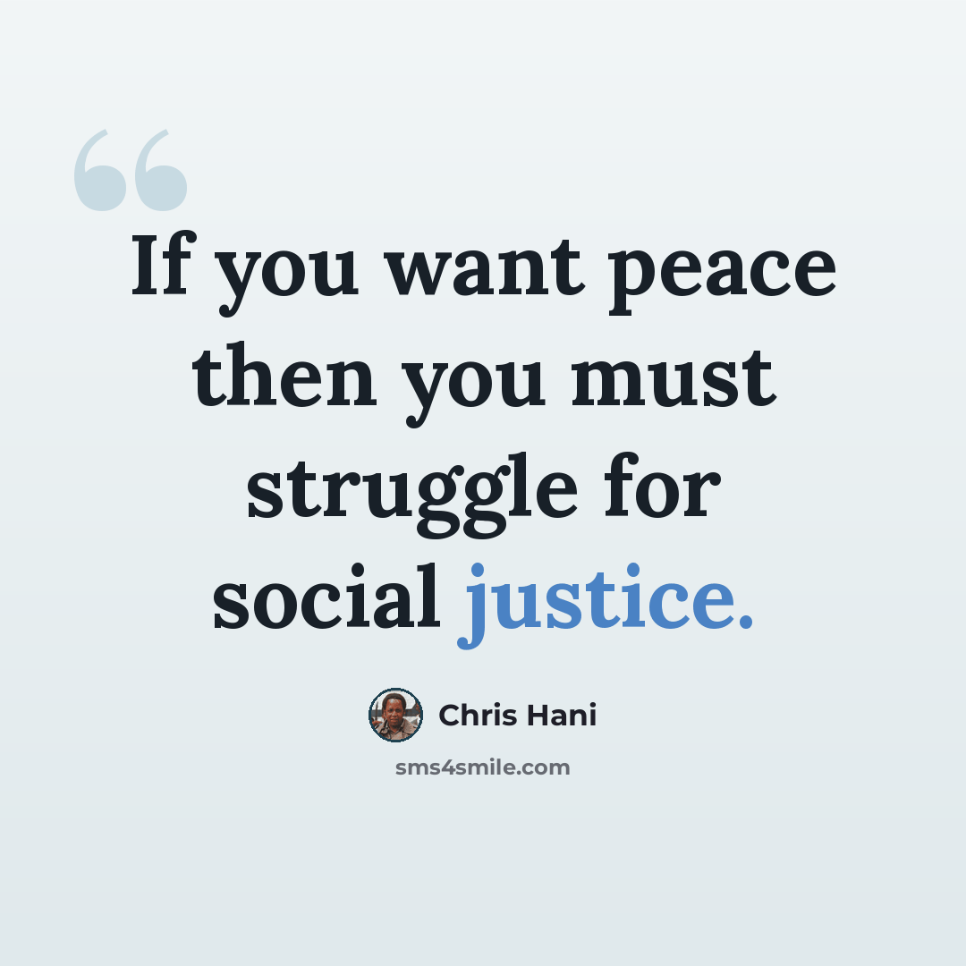 “If you want peace then you must struggle for social justice.” quote by Chris Hani