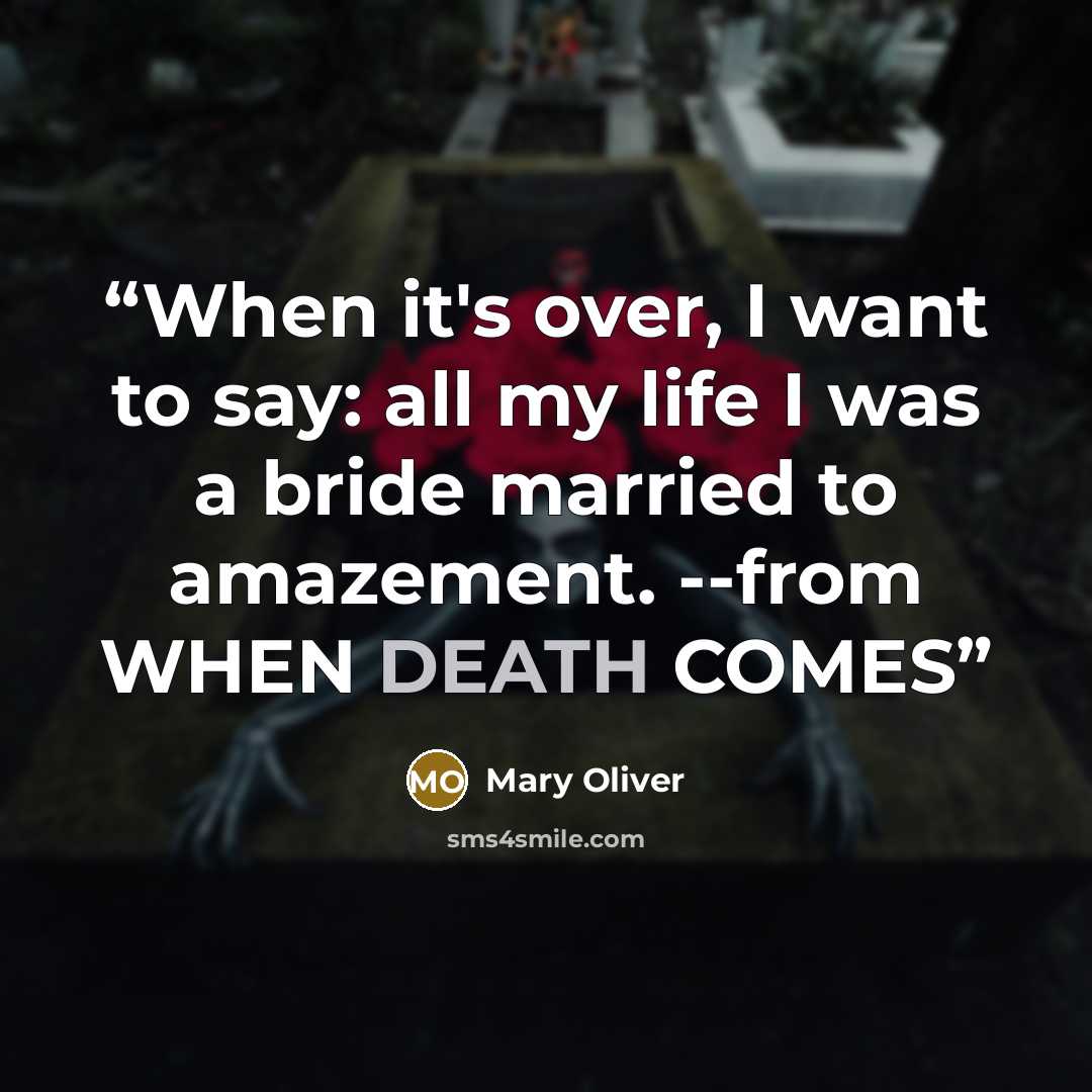 “When it's over, I want to say: all my life I was a bride married to amazement. --from WHEN DEATH COMES” quote by Mary Oliver