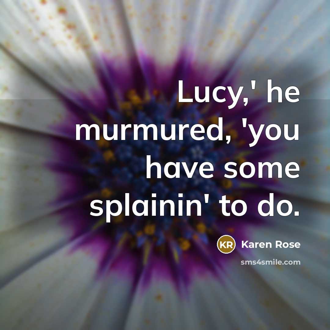 “Lucy,' he murmured, 'you have some splainin' to do.” quote by Karen Rose