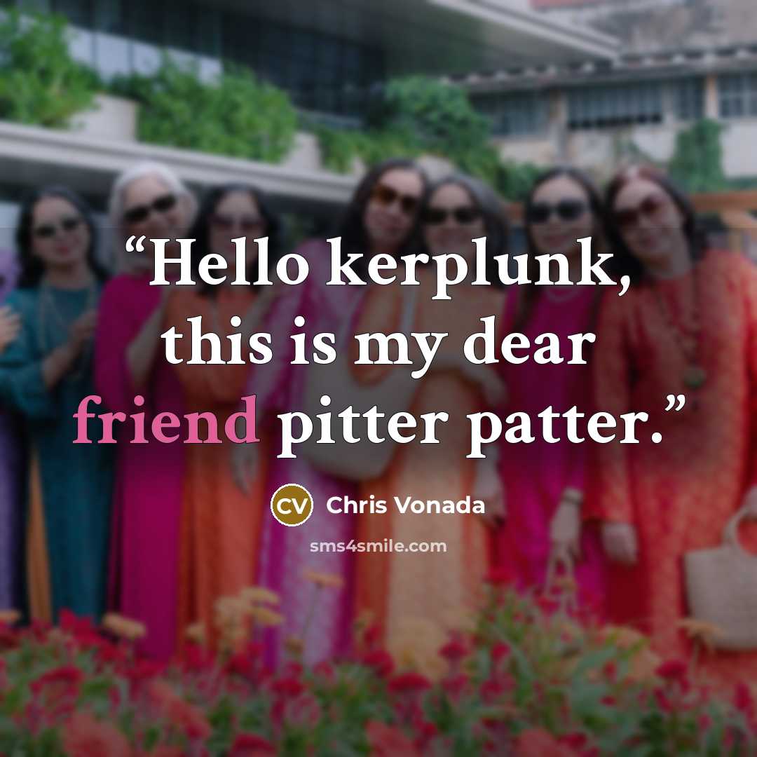 “Hello kerplunk, this is my dear friend pitter patter.” quote by Chris Vonada