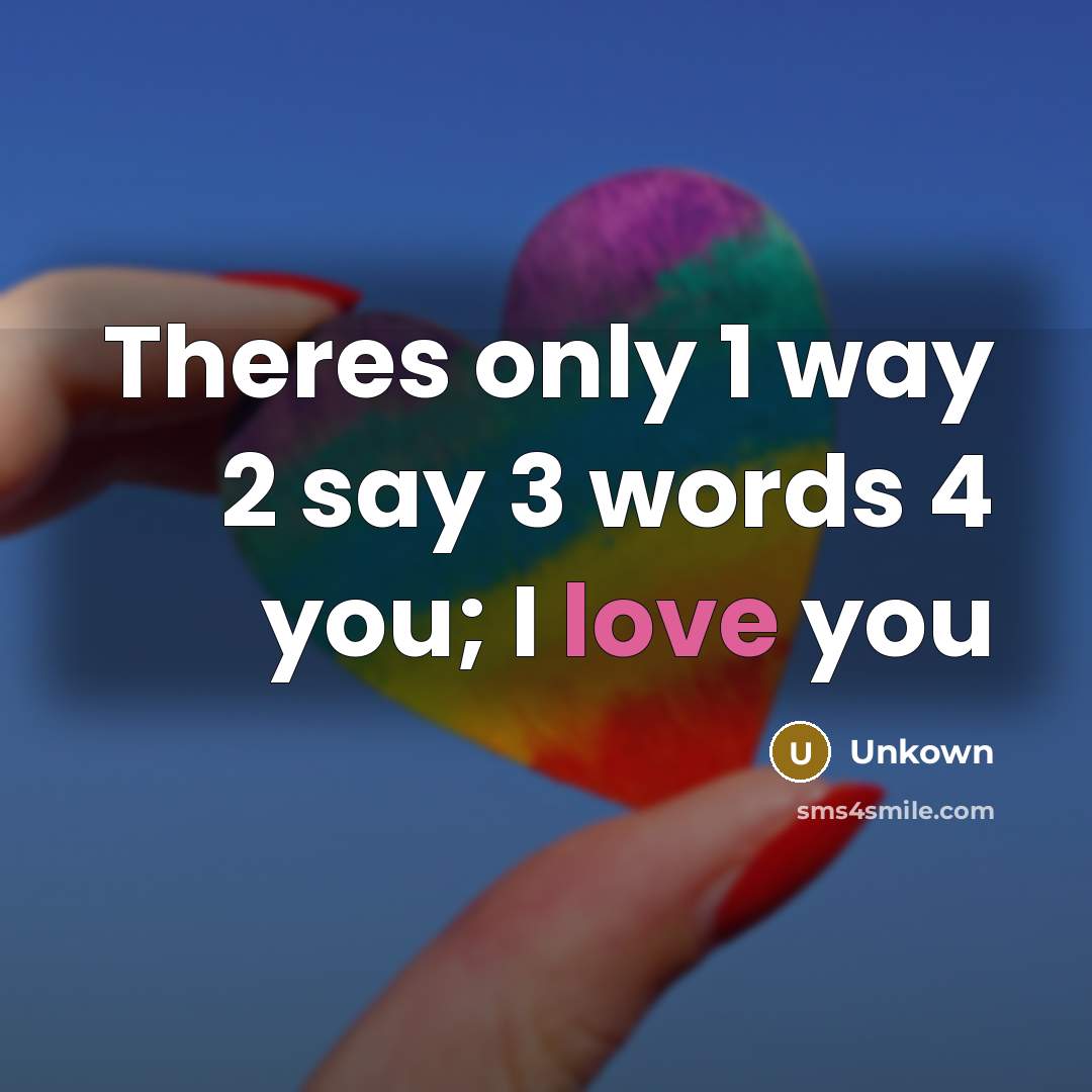 “Theres only 1 way 2 say 3 words 4 you; I love you” quote by Unkown