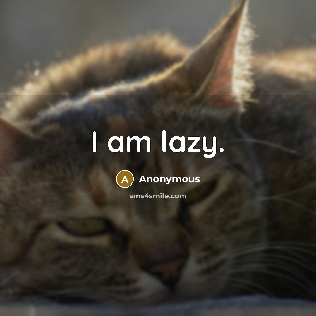 “I am lazy.” quote by Anonymous