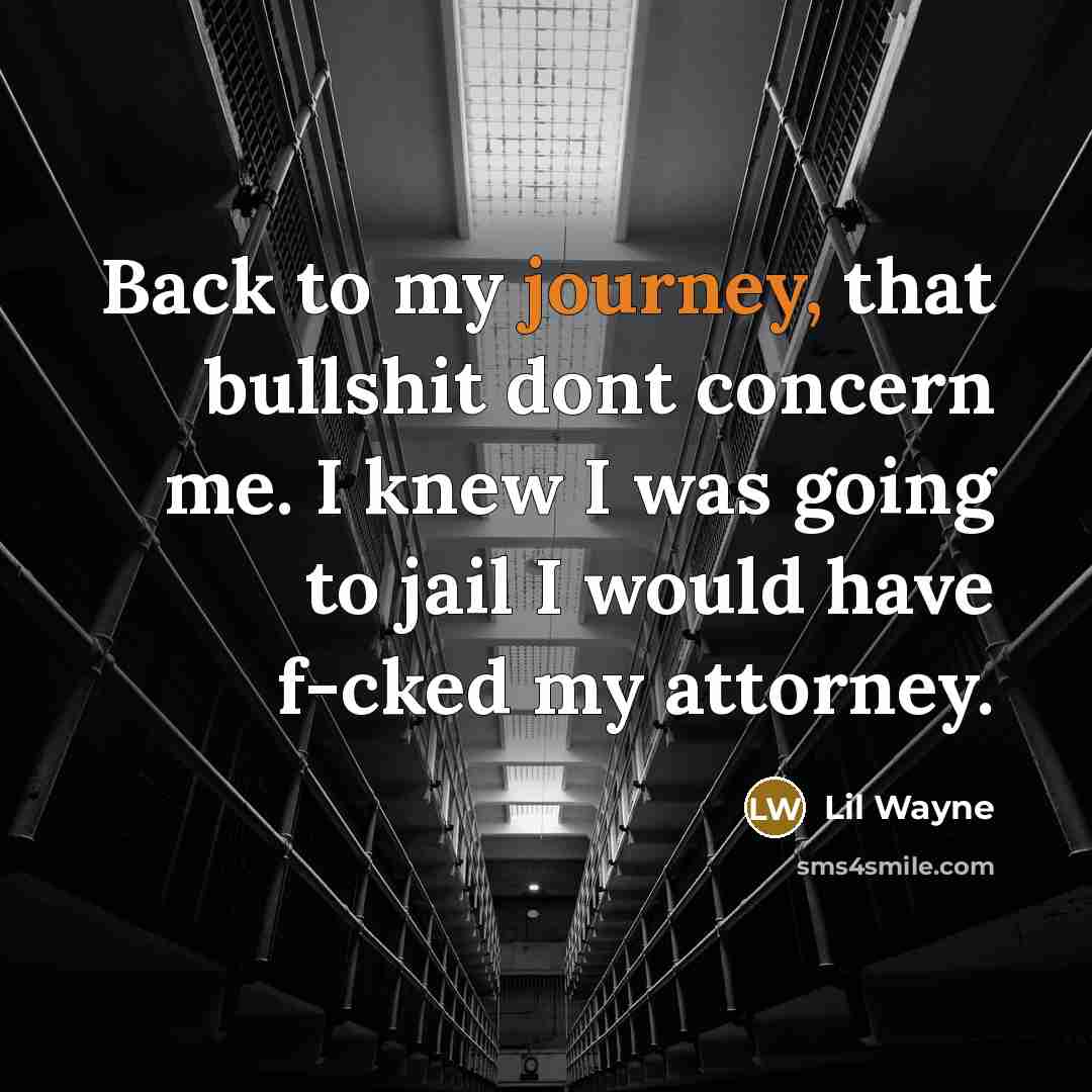 “Back to my journey, that bullshit dont concern me. I knew I was going to jail I would have f-cked my attorney.” quote by Lil Wayne