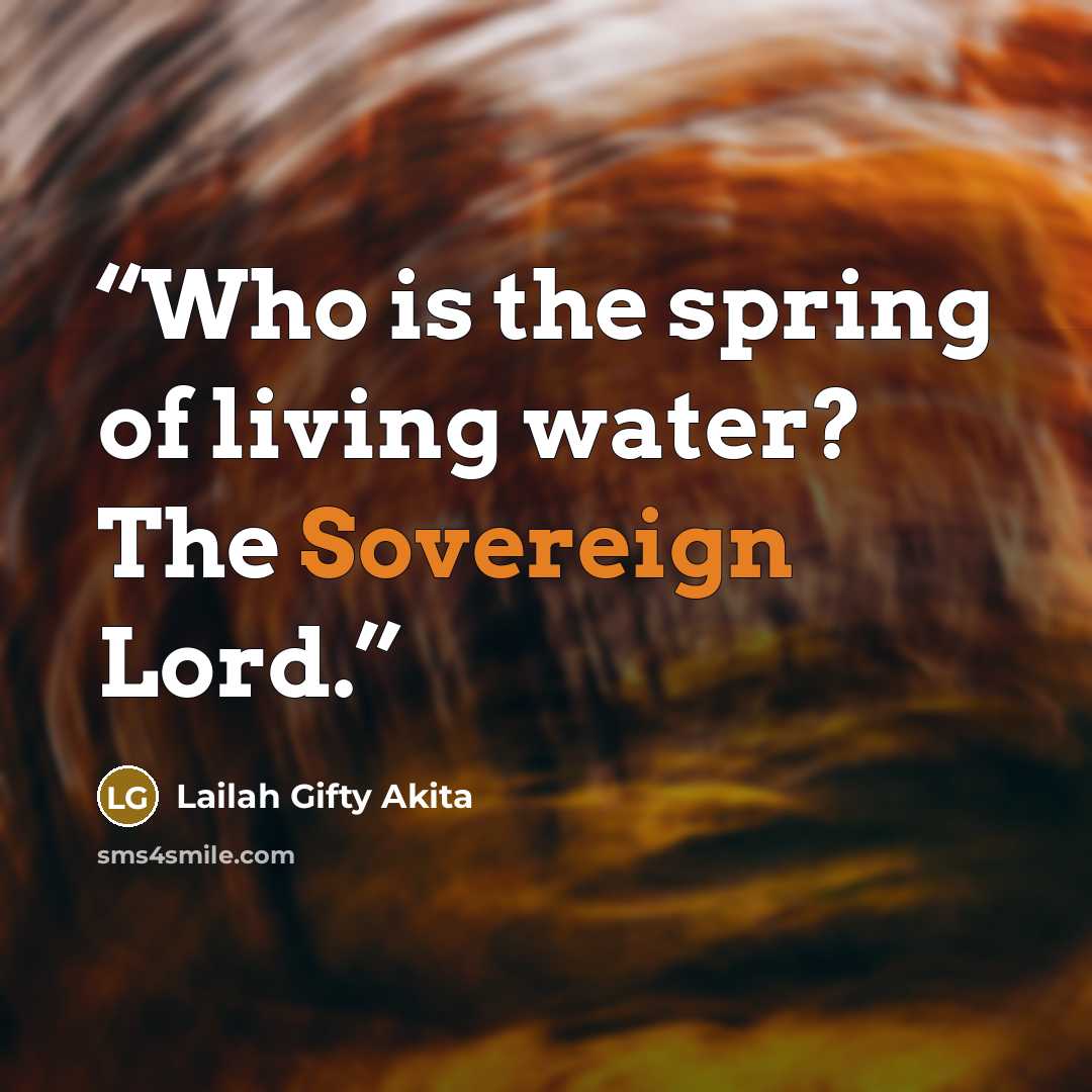 “Who is the spring of living water? The Sovereign Lord.” quote by Lailah Gifty Akita