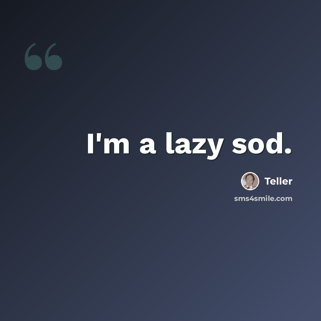 “I'm a lazy sod.” quote by Teller