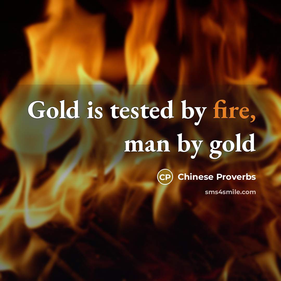 “Gold is tested by fire, man by gold” quote by Chinese Proverbs