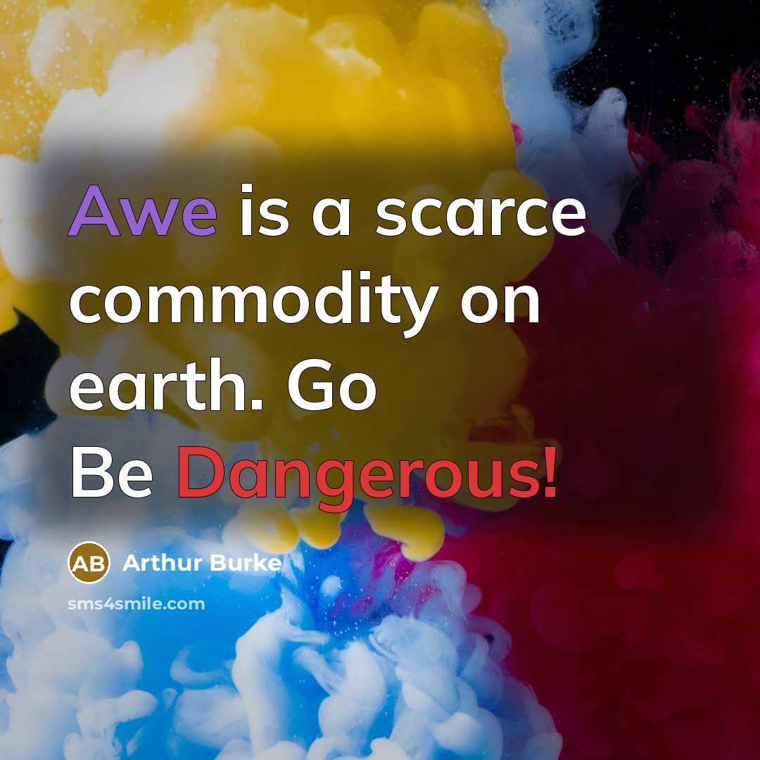 “Awe is a scarce commodity on earth. Go Be Dangerous!” quote by Arthur Burke