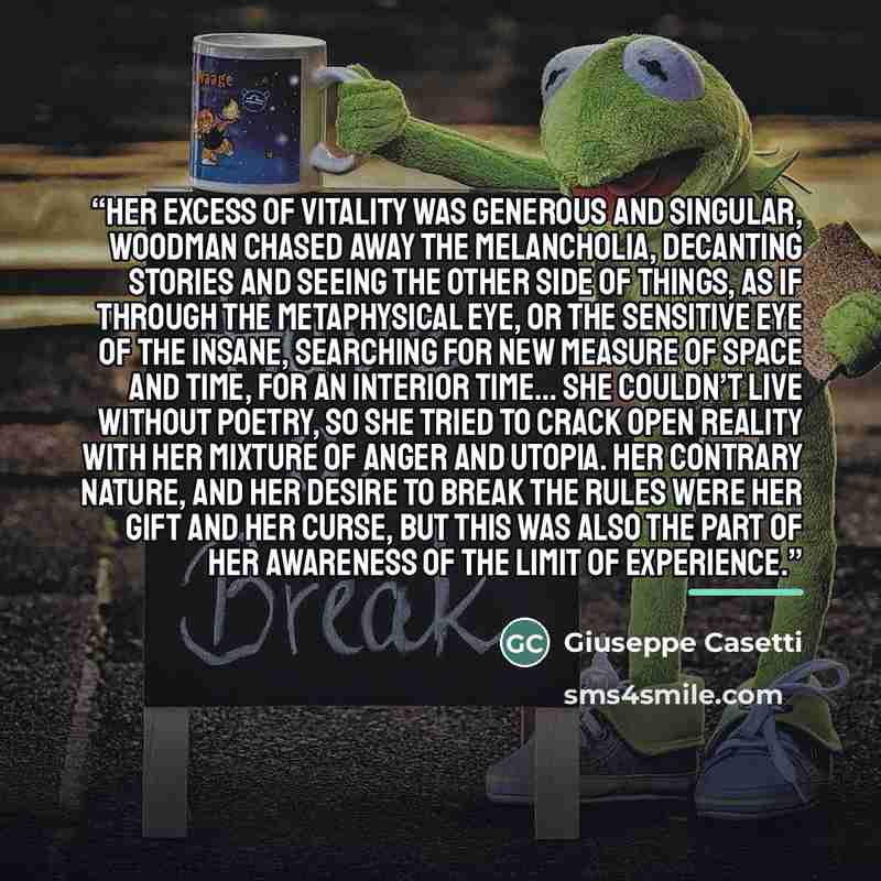 “Her excess of vitality was generous and singular, Woodman chased away the melancholia, decanting stories and seeing the other side of things, as if through the metaphysical eye, or the sensitive eye of the insane, searching for new measure of space and time, for an interior time… she couldn’t live…” quote by Giuseppe Casetti