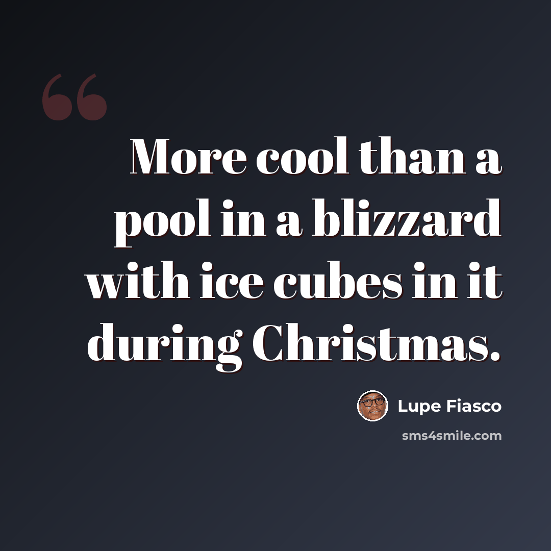 “More cool than a pool in a blizzard with ice cubes in it during Christmas.” quote by Lupe Fiasco