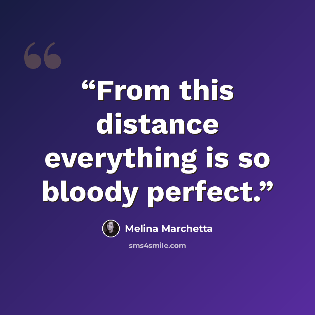 “From this distance everything is so bloody perfect.” quote by Melina Marchetta