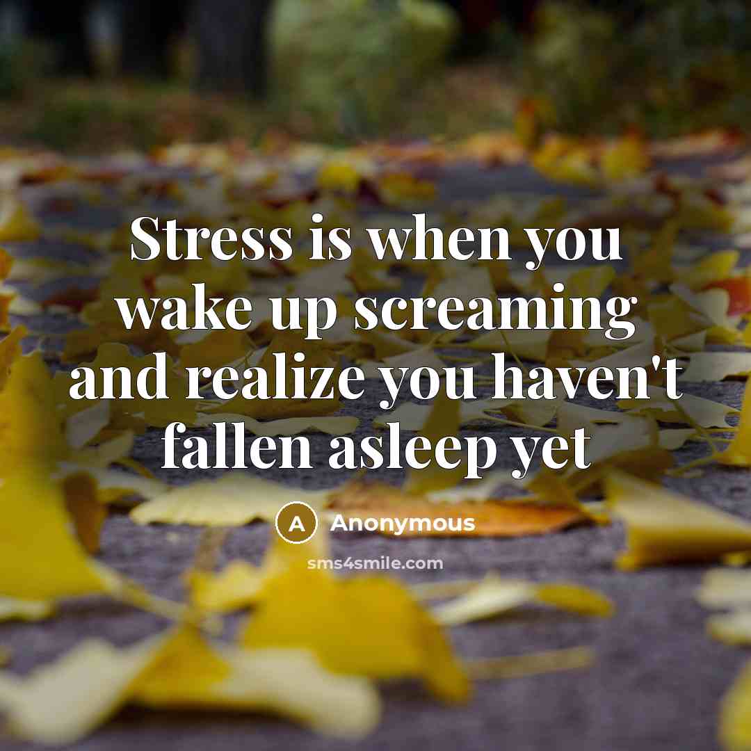 “Stress is when you wake up screaming and realize you haven't fallen asleep yet” quote by Anonymous