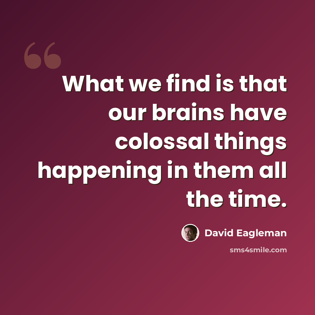 “What we find is that our brains have colossal things happening in them all the time.” quote by David Eagleman