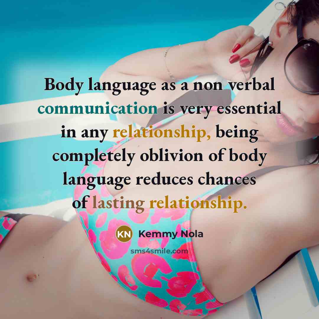 “Body language as a non verbal communication is very essential in any relationship, being completely oblivion of body language reduces chances of lasting relationship.” quote by Kemmy Nola