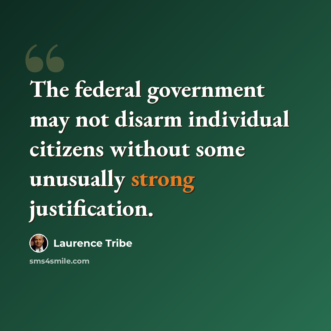 “The federal government may not disarm individual citizens without some unusually strong justification.” quote by Laurence Tribe