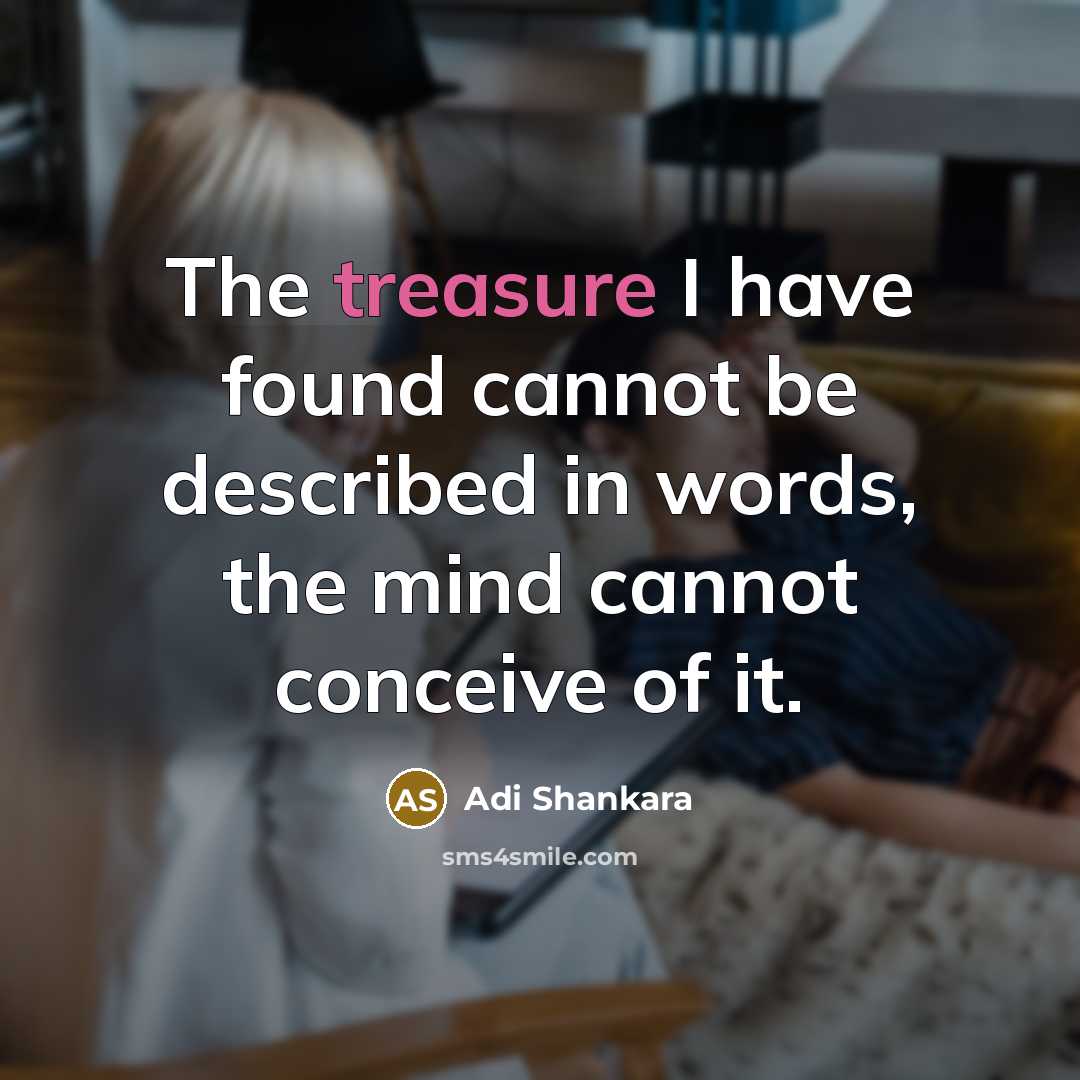 “The treasure I have found cannot be described in words, the mind cannot conceive of it.” quote by Adi Shankara