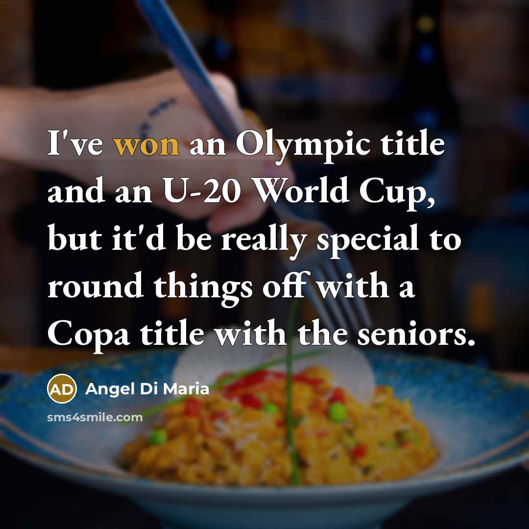 “I've won an Olympic title and an U-20 World Cup, but it'd be really special to round things off with a Copa title with the seniors.” quote by Angel Di Maria