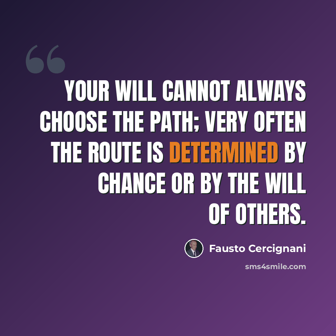 “Your will cannot always choose the path; very often the route is determined by chance or by the will of others.” quote by Fausto Cercignani