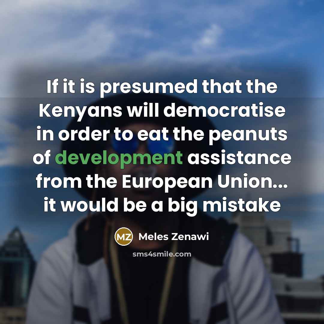 “If it is presumed that the Kenyans will democratise in order to eat the peanuts of development assistance from the European Union... it would be a big mistake” quote by Meles Zenawi