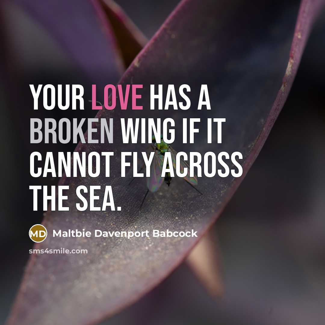 “Your love has a broken wing if it cannot fly across the sea.” quote by Maltbie Davenport Babcock