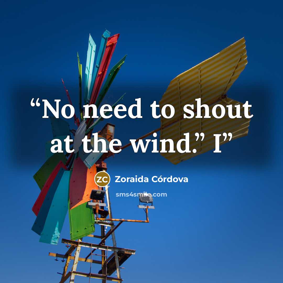 “No need to shout at the wind.” I” quote by Zoraida Córdova