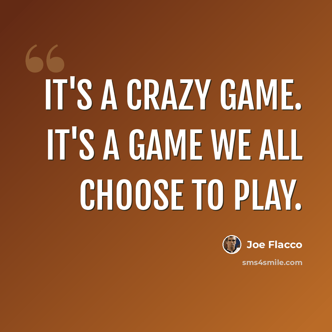 “It's a crazy game. It's a game we all choose to play.” quote by Joe Flacco