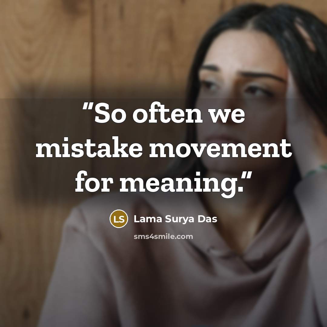 “So often we mistake movement for meaning.” quote by Lama Surya Das