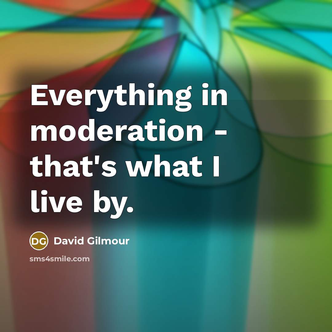“Everything in moderation - that's what I live by.” quote by David Gilmour