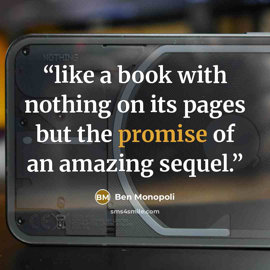 “like a book with nothing on its pages but the promise of an amazing sequel.” quote by Ben Monopoli