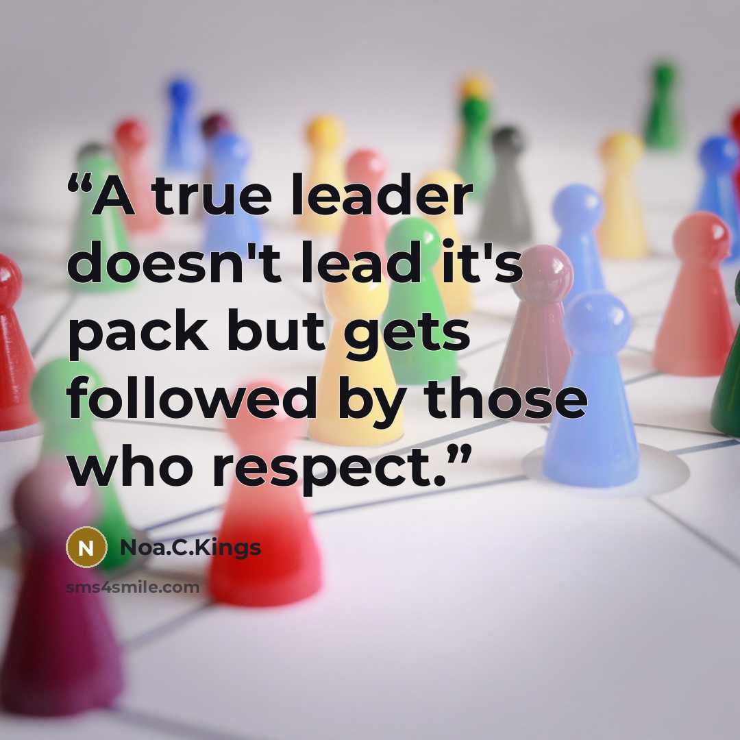 “A true leader doesn't lead it's pack but gets followed by those who respect.” quote by Noa.C.Kings