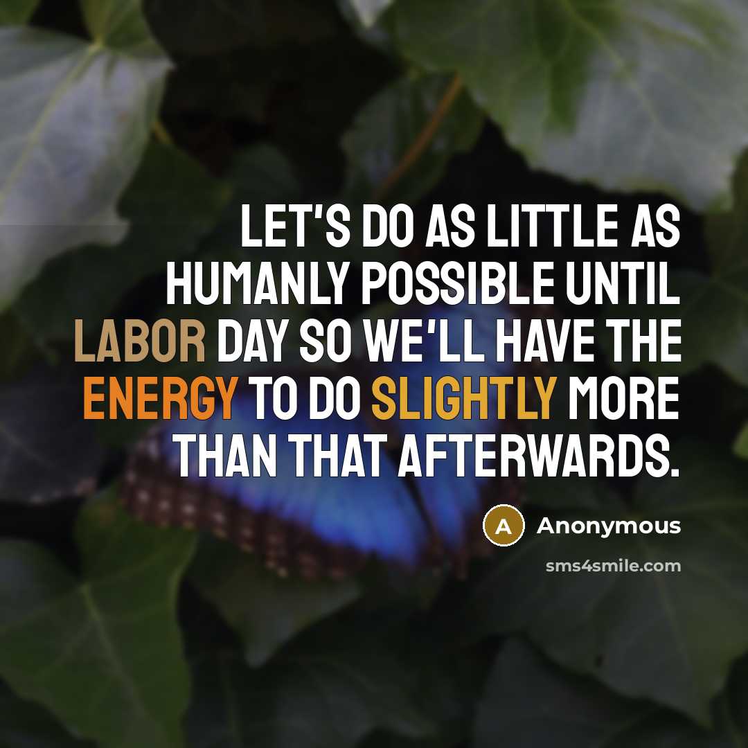 “Let's do as little as humanly possible until Labor Day so we'll have the energy to do slightly more than that afterwards.” quote by Anonymous