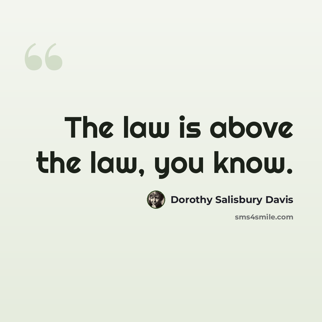 “The law is above the law, you know.” quote by Dorothy Salisbury Davis