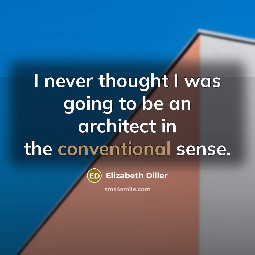 “I never thought I was going to be an architect in the conventional sense.” quote by Elizabeth Diller