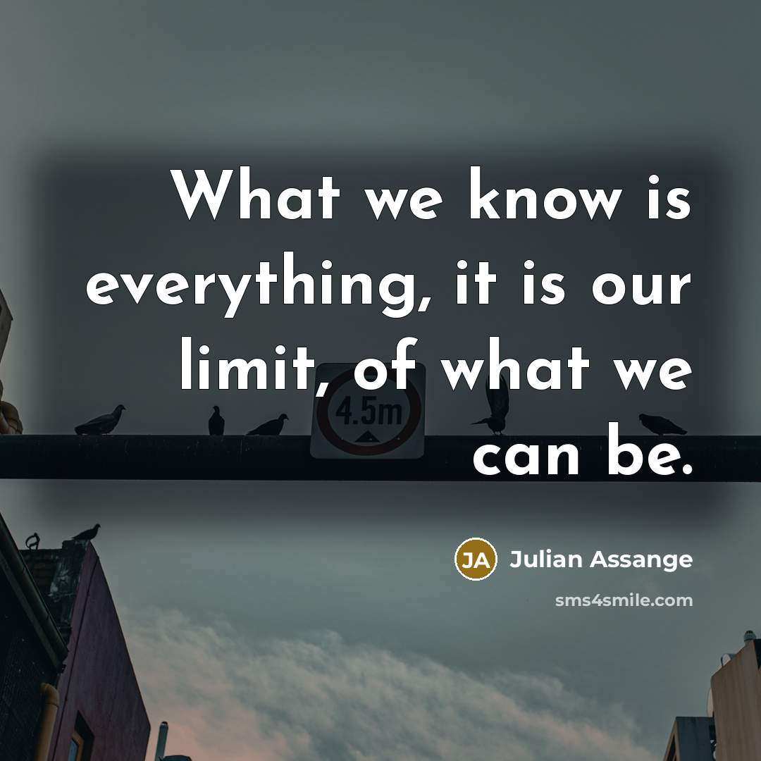 “What we know is everything, it is our limit, of what we can be.” quote by Julian Assange