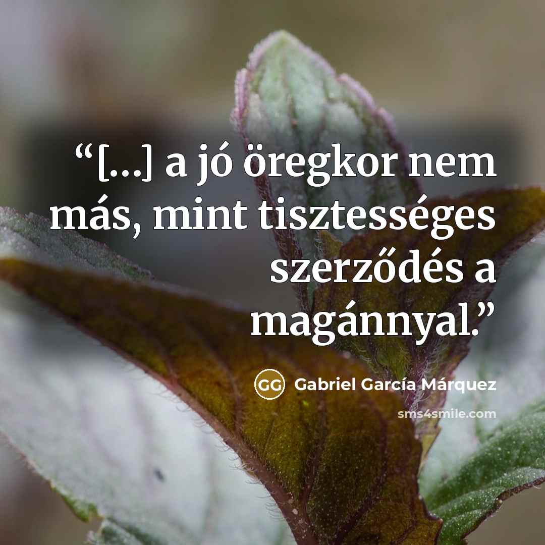 “[…] a jó öregkor nem más, mint tisztességes szerződés a magánnyal.” quote by Gabriel García Márquez