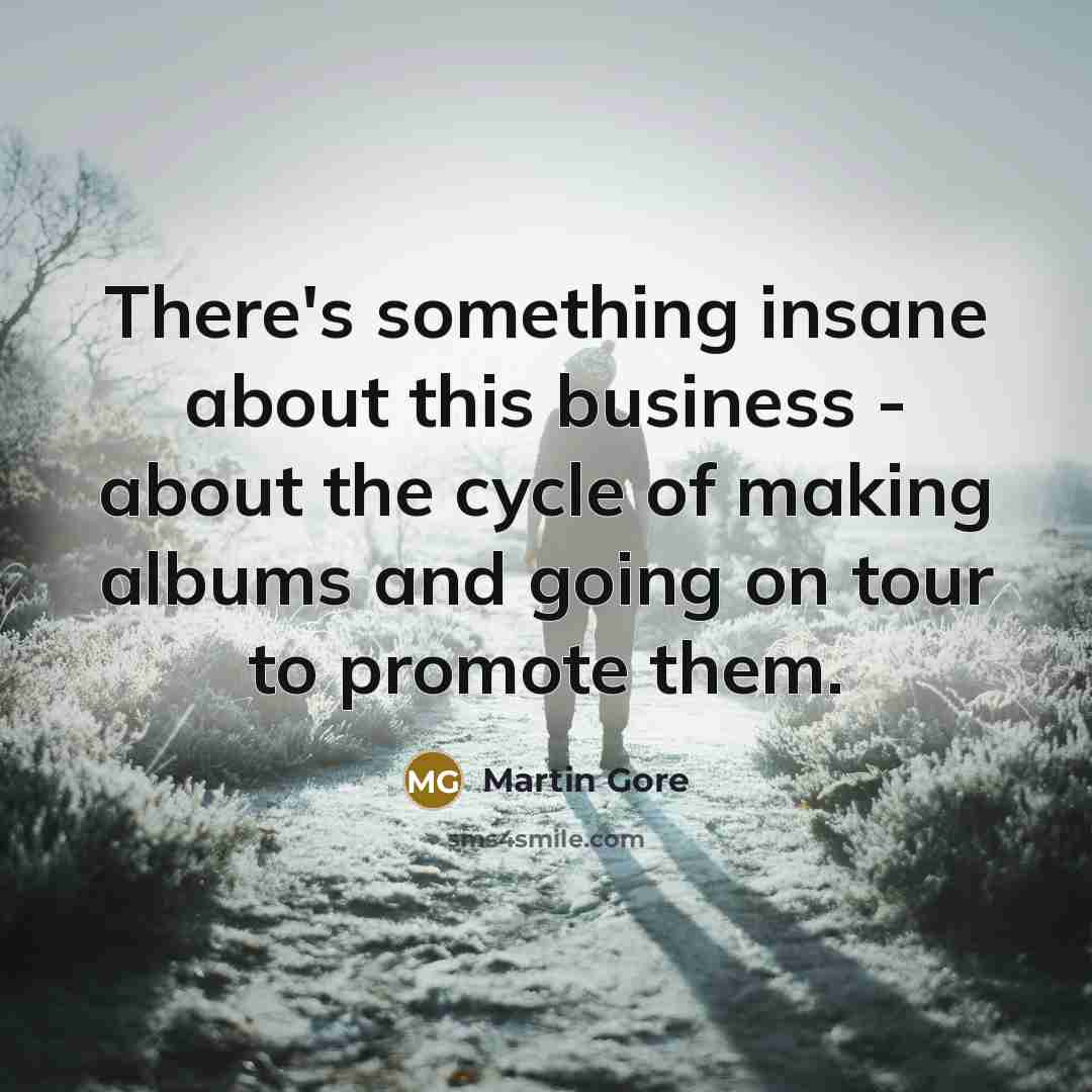 “There's something insane about this business - about the cycle of making albums and going on tour to promote them.” quote by Martin Gore