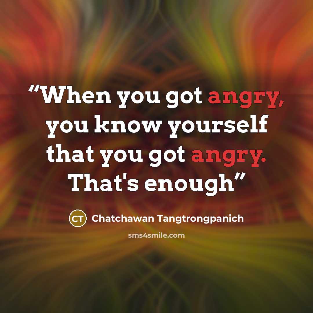 “When you got angry, you know yourself that you got angry. That's enough” quote by Chatchawan Tangtrongpanich