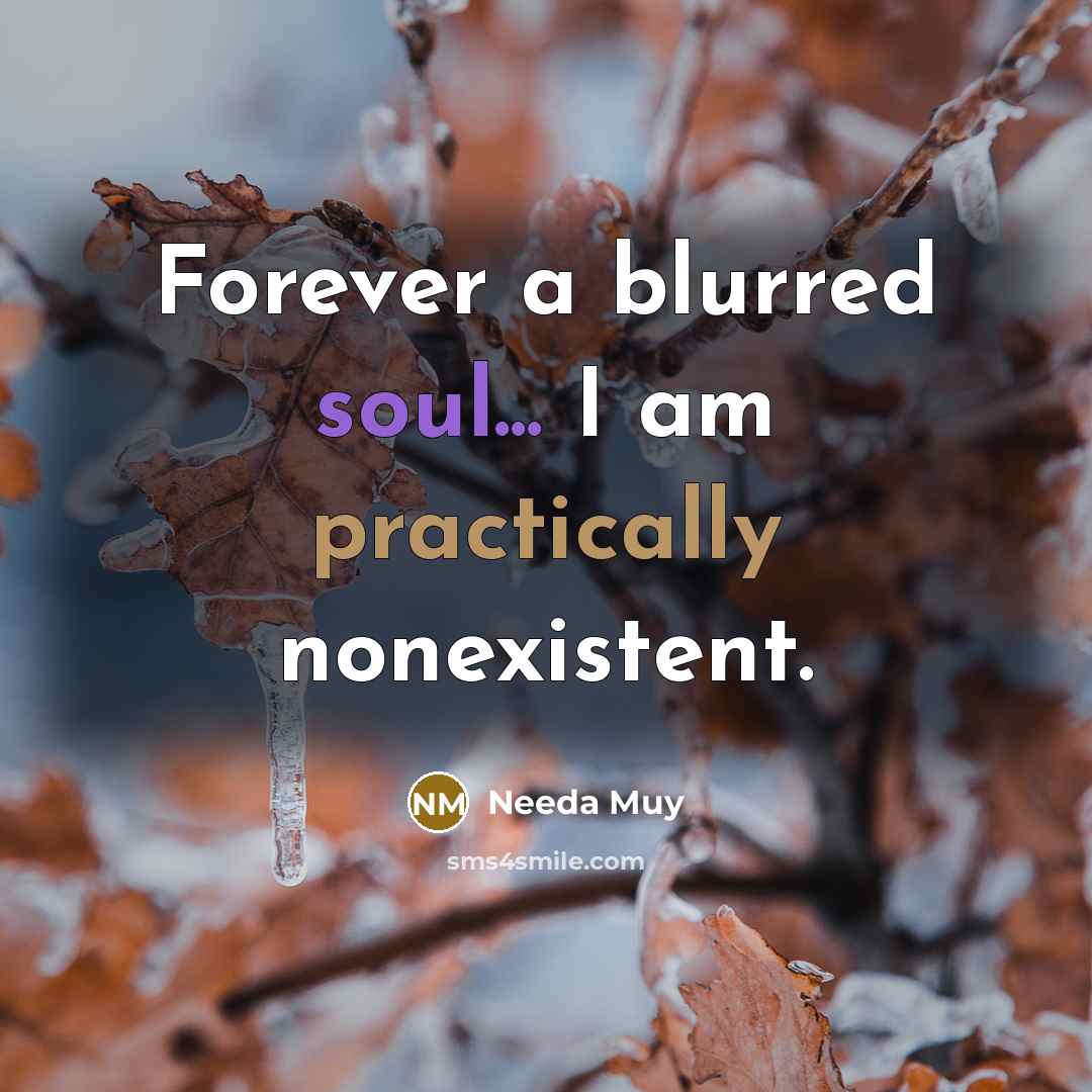 “Forever a blurred soul... I am practically nonexistent.” quote by Needa Muy