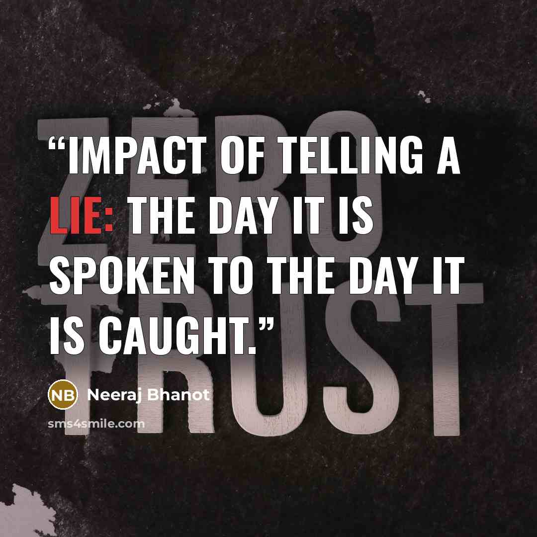 “Impact of telling a lie: The day it is spoken to the day it is caught.” quote by Neeraj Bhanot