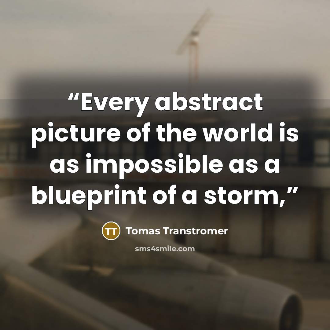 “Every abstract picture of the world is as impossible as a blueprint of a storm,” quote by Tomas Tranströmer