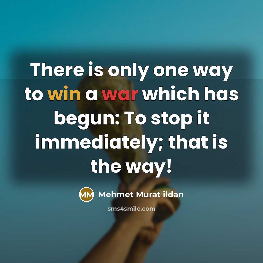 “There is only one way to win a war which has begun: To stop it immediately; that is the way!” quote by Mehmet Murat Ildan